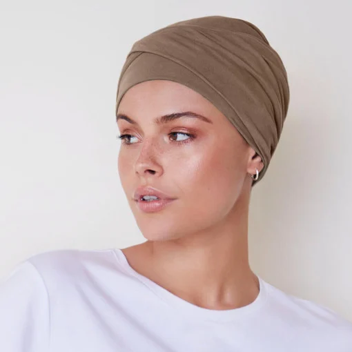 ZOYA • V turban, TEAK BROWN, Bumbac Vascoza_1 ZOYA V turban, TEAK BROWN, Bumbac Vascoza - imagine 1